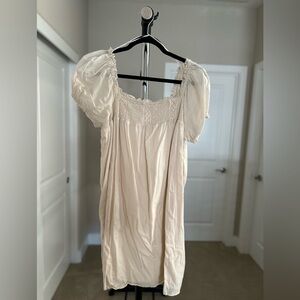 Women’s Cotton-O Beige Puff Sleeve Dress Size XL